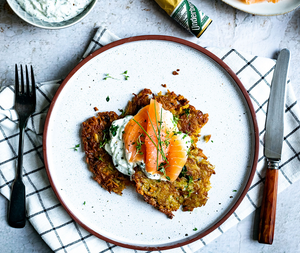 Potato Fritters With Underberg Herb Curd & Salmon